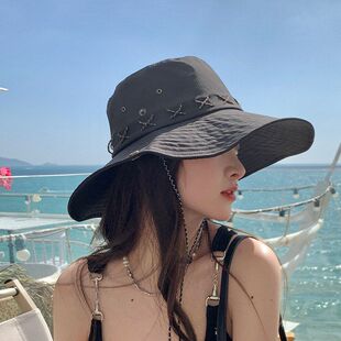 夏季露营帽复古西部牛仔大檐遮阳防晒户外登山帽子钓鱼佬渔夫帽潮