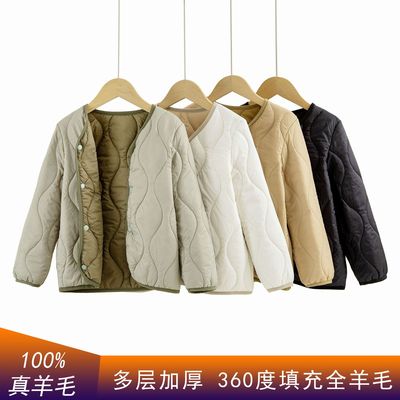 儿童轻薄羊毛填充羽绒服内胆短款男童女童中大童宝宝校服小童冬装