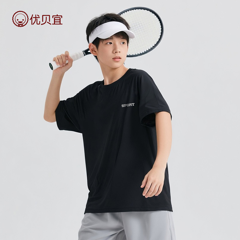 速干凉感优贝宜青少年T恤夏季薄款男童短袖女童初高中运动短t夏装