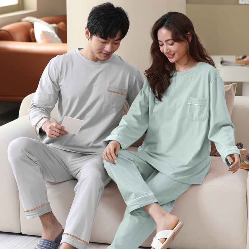 春秋情侣睡衣粘纤棉棉家居服长袖男女加肥加大码套装XXXXXXL RC