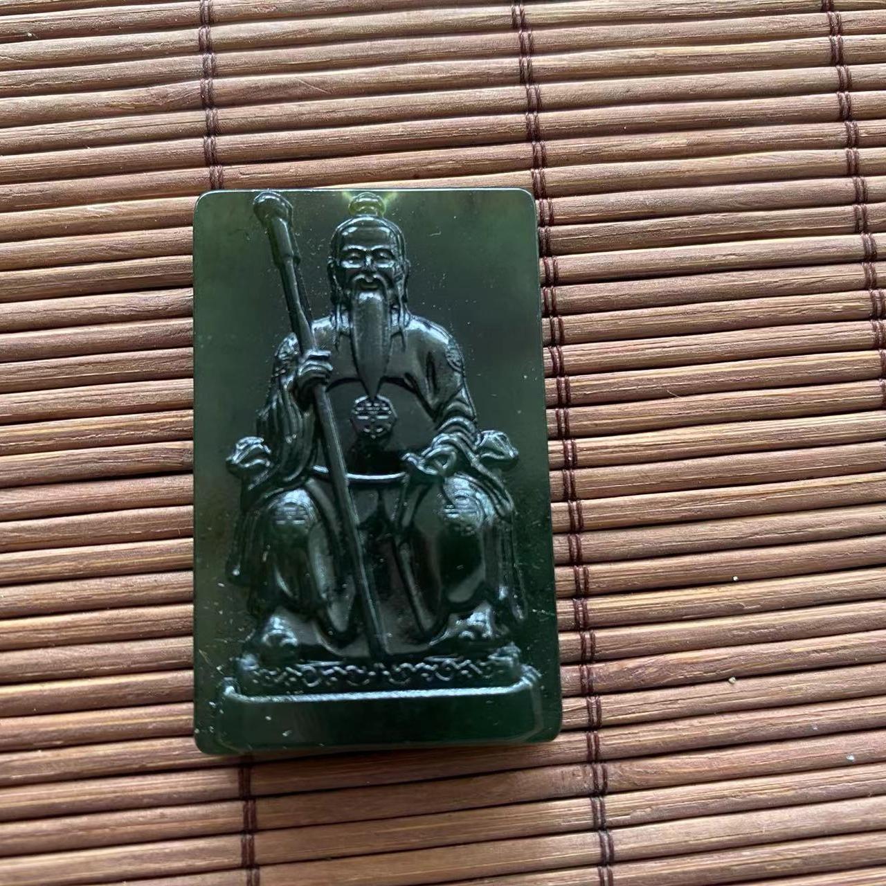 泰山灵玉轩泰山玉月老星君吊坠玉牌情侣姻缘红线 工厂店店自销