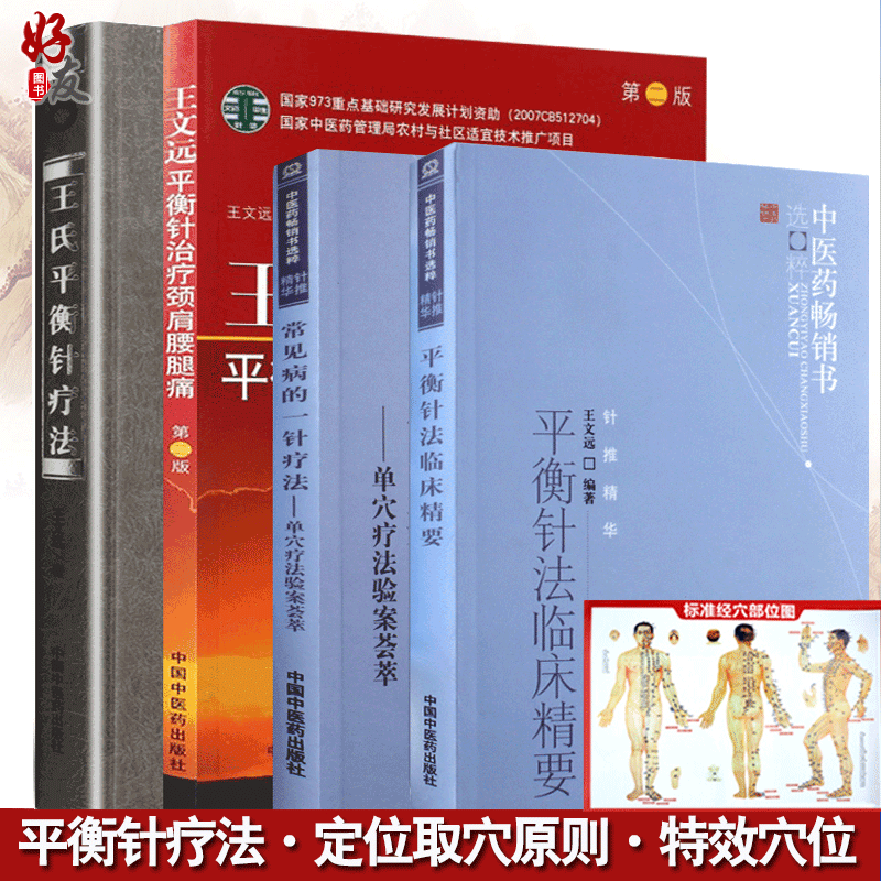 王氏平衡针疗法+王文远平衡针治疗颈肩腰腿痛 第2版第二版+常见病一针疗法+平衡针法临床精要共4套装 临床穴位图 中国中医药出版社