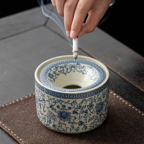 米黄汝窑烟灰缸茶洗家用办公室