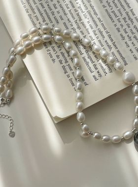 月光女神法式复古天然淡水珍珠锁骨链气质优雅高级感黑色珍珠项链