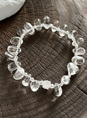 925纯银白水晶爱心花朵手链