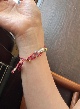 月光女神 999足银朱砂如意彩绳手链女手工编织国风设计幸运百搭手