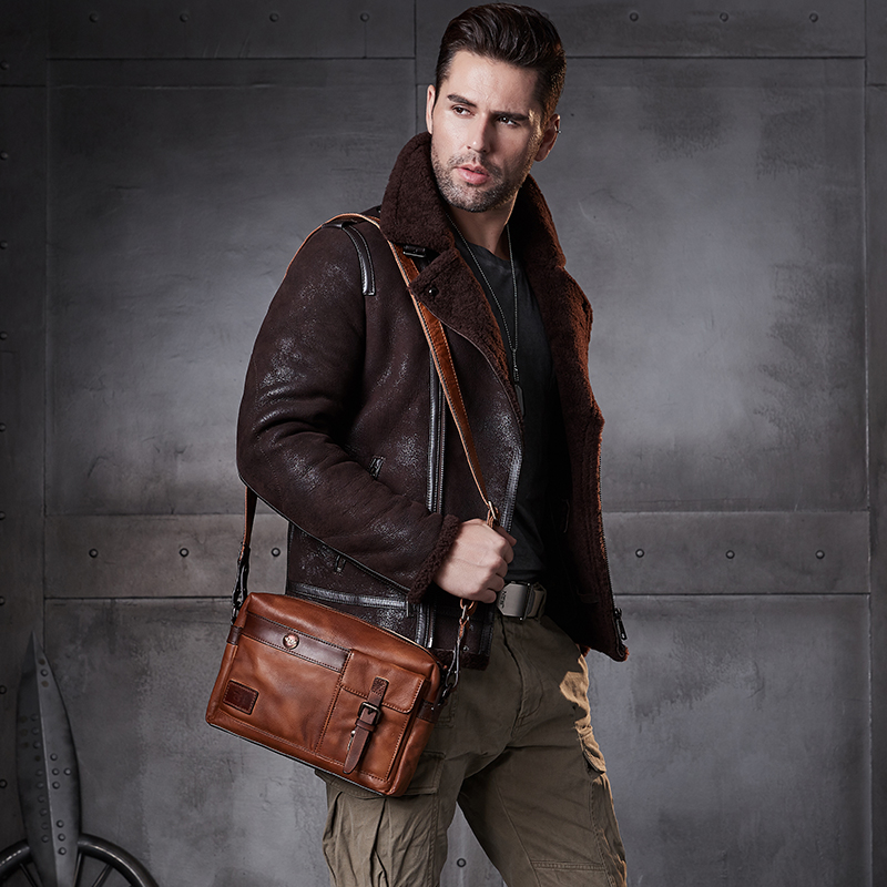 高档真皮！手工擦色单肩斜跨小包