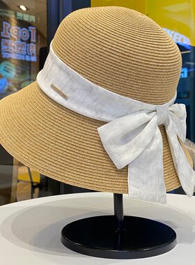 海边度假风草帽女夏季优雅蝴蝶结飘带渔夫帽沙滩防晒遮阳帽太阳帽