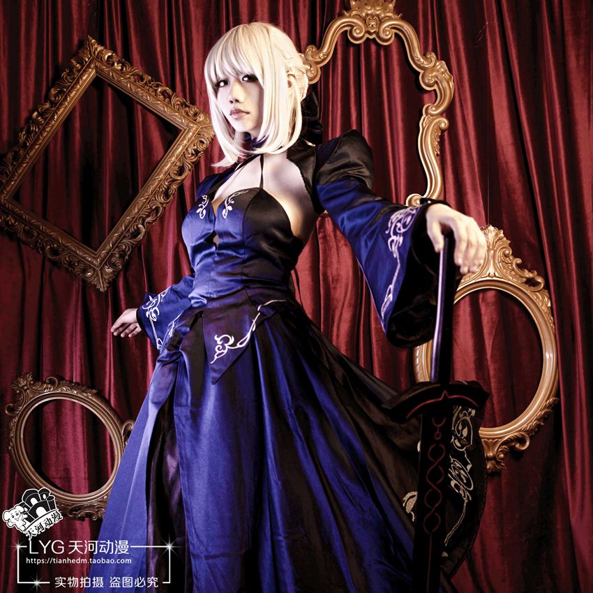 fate/命运之夜黑saber礼服剑士服阿尔托利亚 saber cos服现货-封面