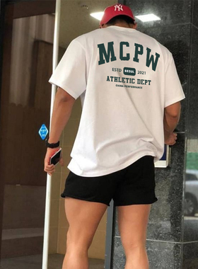 MCPW 夏季休闲宽松短袖T恤健身训练上衣圆领跑步运动半袖211208G
