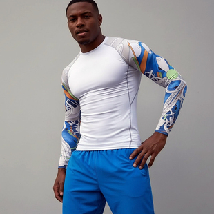 MCPW 压缩跑步运动T恤肌肉撸铁gym训练服 透气紧身衣男健身长袖