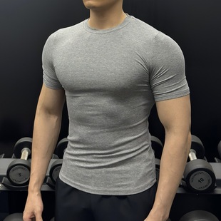 高弹紧身跑步训练运动打底衫 MCPW 夏季 T恤男士 健身螺纹上衣 短袖