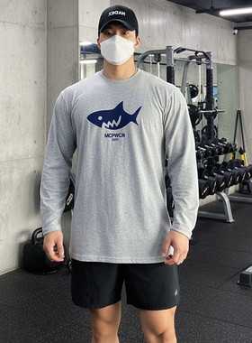 MCPW 健身长袖男秋季t恤宽松运动休闲美式圆领上衣打底衫240315F