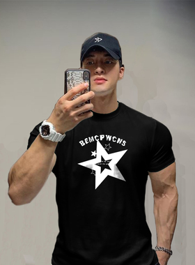 MCPW 圆领t恤男修身休闲运动短袖新款百搭印花透气上衣250117C