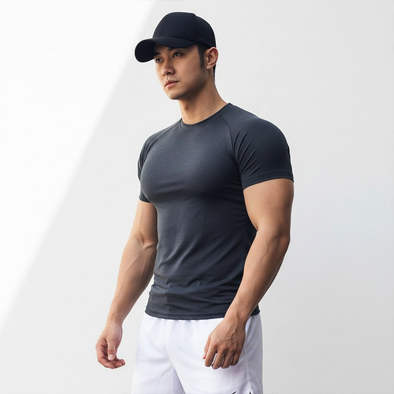 MCPW 插肩t恤男健身上衣跑步运动夏季健身房圆领速干短袖训练服