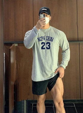 MCPW 春秋宽松长袖T恤男运动休闲打底衫圆领健身衣服薄款211208F