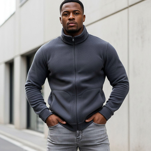 抓绒衣奥粒绒开衫 秋冬季 卫衣保暖休闲立领户外运动外套 男士 MCPW