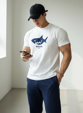 MCPW 夏季短袖T恤男圆领高街美式青年修身内搭打底衫240315F