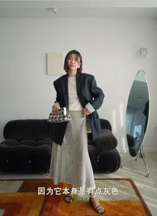 洛杉矶小众vince天鹅绒复古中长丝绒大梨子友好伞裙半裙半身裙