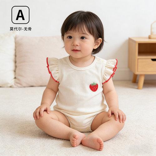 夏季薄款莫代尔婴儿包屁衣飞袖女宝宝外出三角哈衣童装爬服