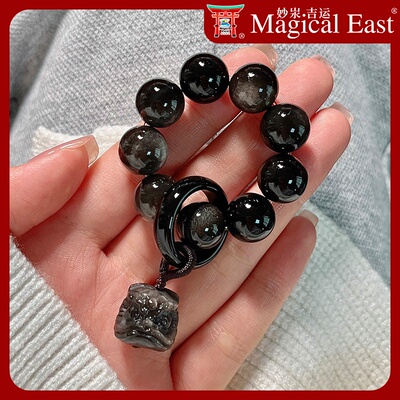 黑曜石手捻手串女指尖盘玩小串醒狮猫爪菩提盘玩文玩佛珠念珠国风