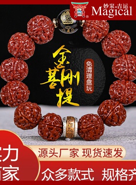价尼泊尔机刷大金刚菩提手串十二生肖玉化红肉原籽男女款文玩