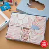 丽婴房专柜秋冬新婴儿内衣套装 女宝宝新生儿连身衣6件套礼盒送礼