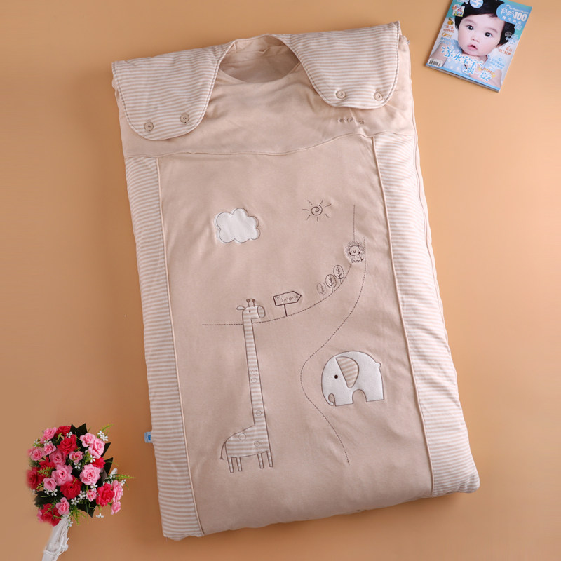 丽婴房寝具 儿童全棉秋冬护肩睡袋 宝宝针织单胆睡袋防踢被