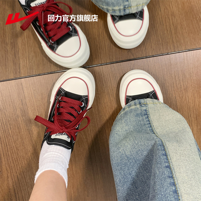 回力厚底帆布鞋女款学生增高板鞋图片