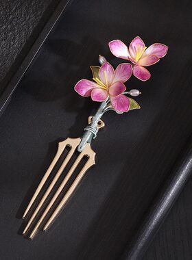 【堇凝霜】新款手工非遗蚕丝绒花发饰小众民族风头饰花朵发簪