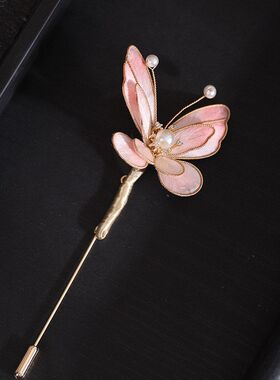 非遗手工绒花蝴蝶发簪新中式