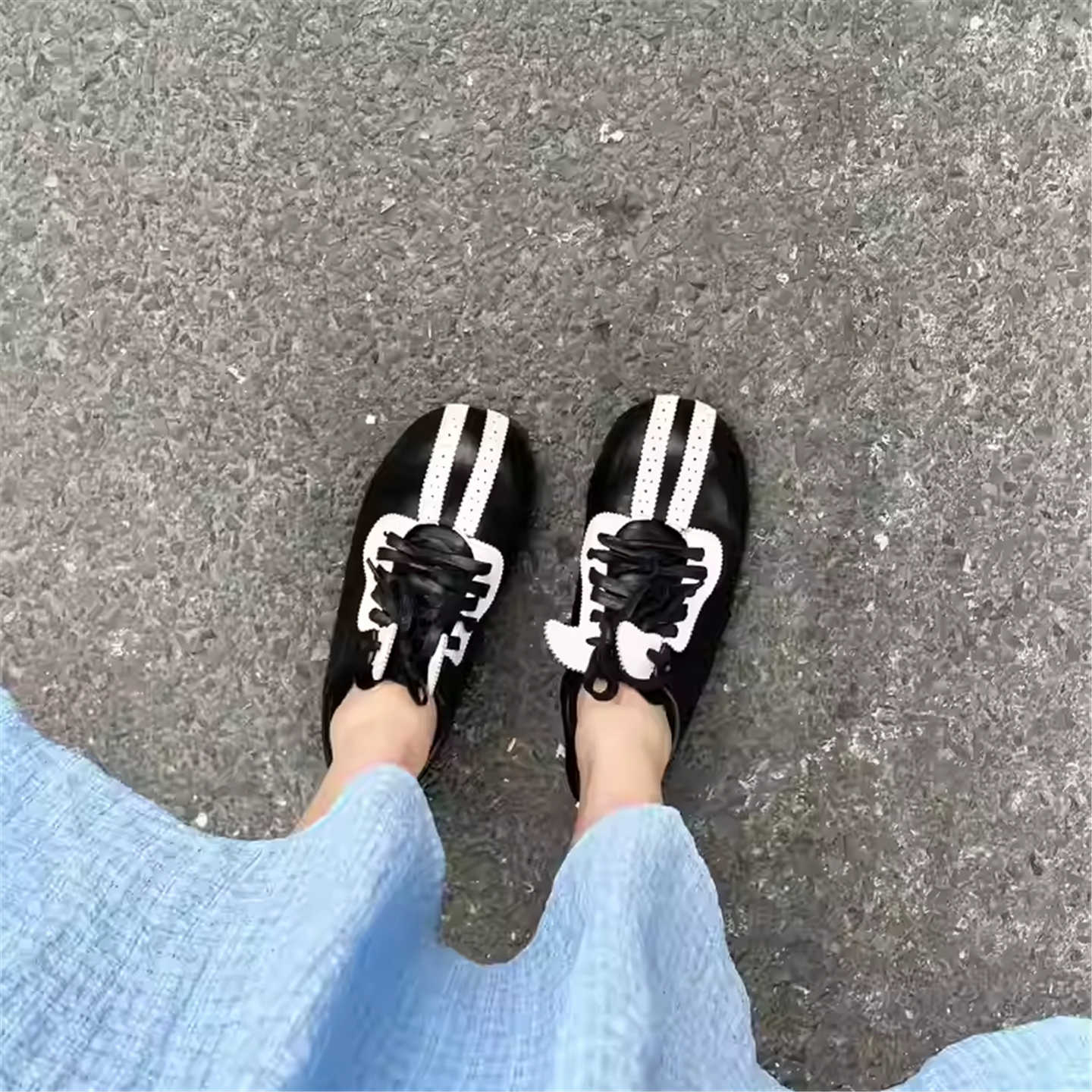 系带小皮鞋大头鞋平底休闲运动鞋