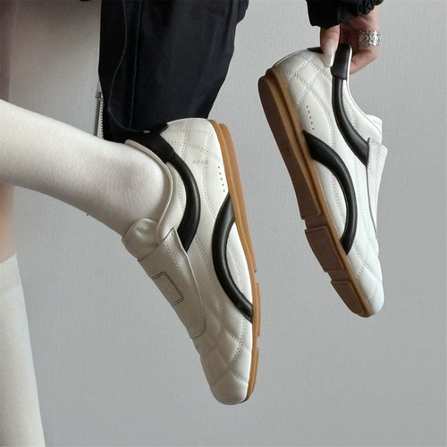 平底内增高德训鞋复古方圆头休闲