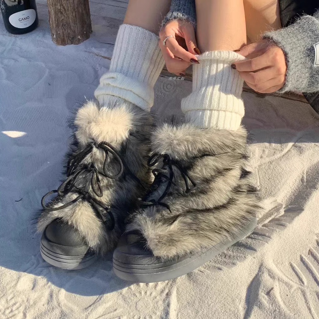 雪地靴秋冬季大头靴厚底加绒防滑