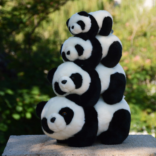正版Pandaway仿真大熊猫毛绒公仔可爱趴趴熊猫玩偶布娃娃儿童礼物
