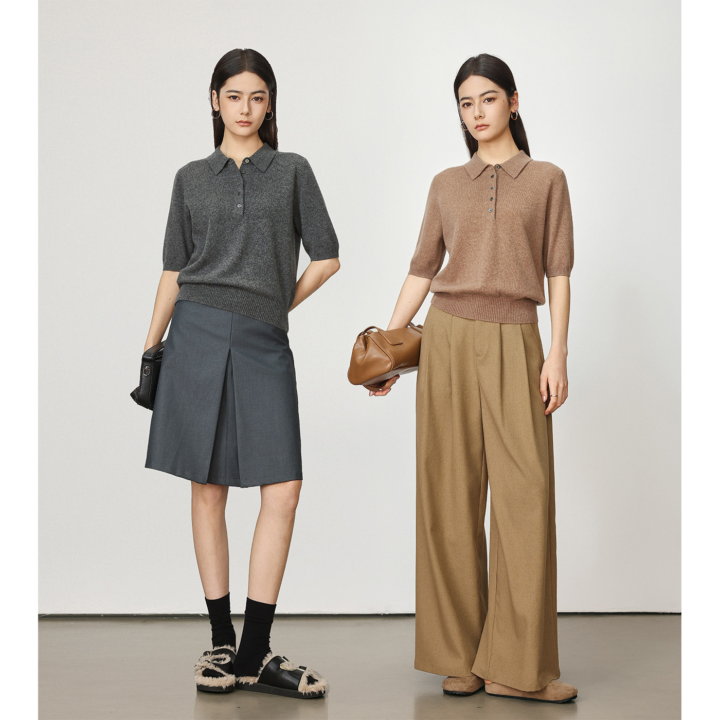 Chicnine | 康赛妮polo羊绒短袖小翻领简约休闲针织上衣气质复古,女装/女士精品,POLO衫,淘宝优惠券,粉丝福利购,淘宝优惠卷