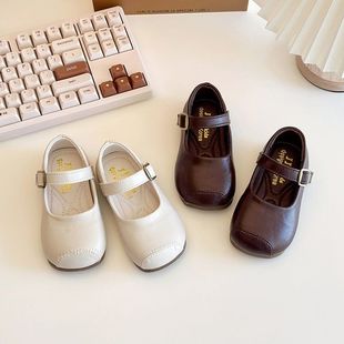 韩版儿童白色皮鞋女童公主鞋2025新款春季宝宝单鞋软底奶奶鞋船鞋
