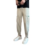 夏季2024新款工装裤男生潮牌束脚九分裤休闲哈伦小脚1003-1A88P48，男装休闲裤，星座1003-1