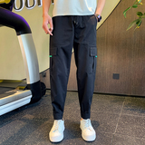 秋季新款男生潮流工装束脚裤男士修身小脚裤长裤1003-1A28P48，男装休闲裤，星座1003-1