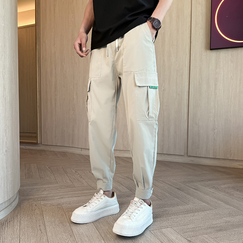 春夏2024新款工装薄款男生潮牌束脚九分裤哈伦小脚裤1003-1A88P48,男装休闲裤,星座1003-1