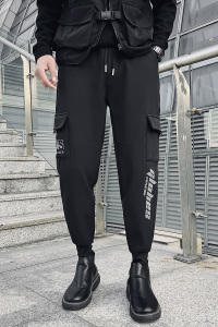 冬款男士印花加绒工装裤  男生修身小脚休闲裤美式长1003-1A79P55图片