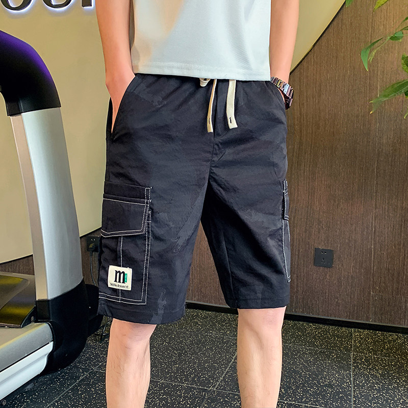 新款男生社会小伙工装裤男士短裤印花时尚修身裤子1003-1A25P48,男装休闲裤,星座1003-1