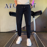 2024春秋新款痞帅裤子男士修身小脚九分裤潮流休闲裤1003-1A60P48，男装休闲裤，星座1003-1
