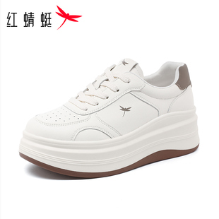 软底板鞋 红蜻蜓增高6cm小白鞋 旅游厚底舒适休闲运动鞋 老爹鞋 女鞋