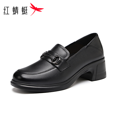 红蜻蜓休闲真皮小皮鞋女