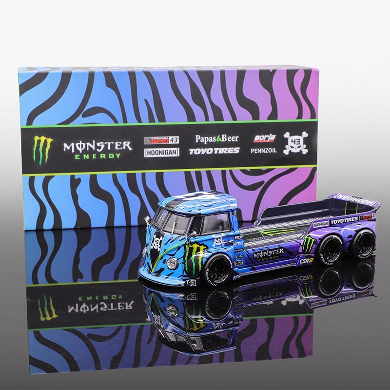 Liberty 1:64大众T1平板运输拖车魔爪涂装合金仿真汽车模型