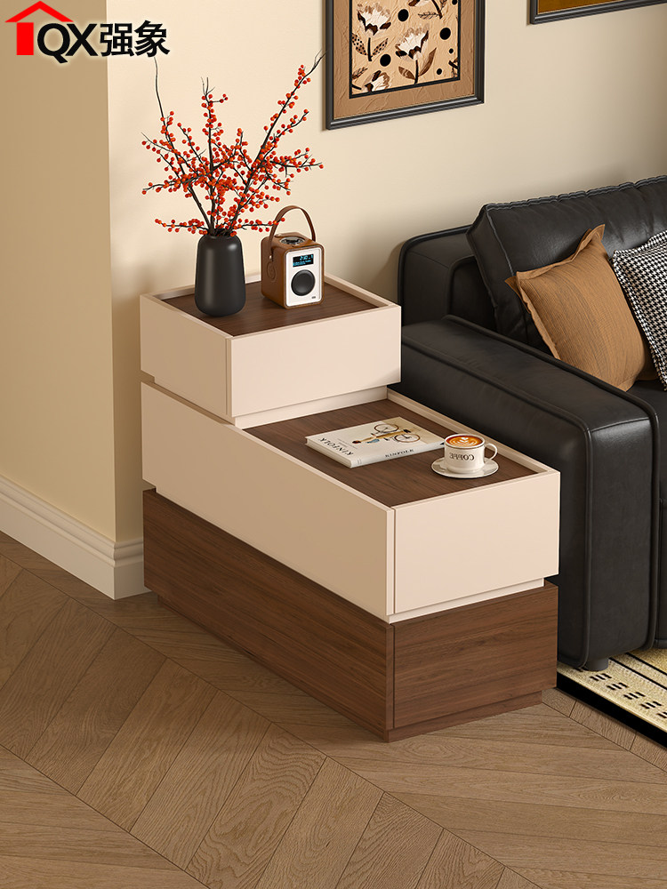 新款中古沙发边柜侧柜客厅边几角几卧室抽屉窄柜储物柜小户型J65