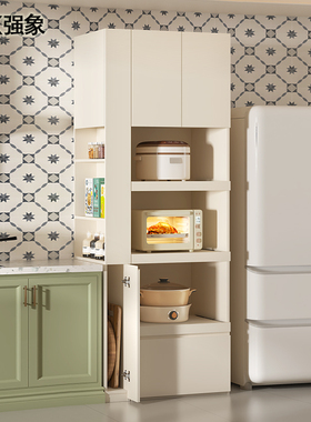 奶油风餐边柜靠墙一体厨房储物收纳高柜电器置物柜定制小户型G328