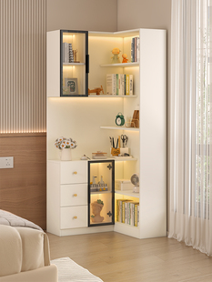 转角书柜客厅沙发角柜三角边柜墙角柜置物架卧室拐角收纳柜子F60