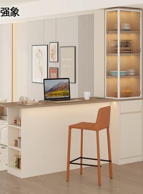 储物休闲吧台桌酒柜餐边柜餐桌一体厨房中岛台客厅隔断柜定制G374